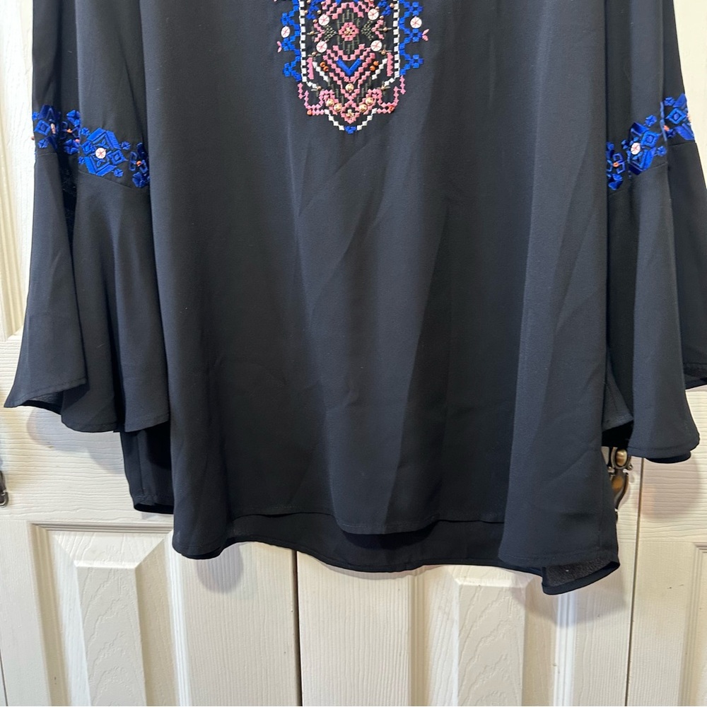 Ivanka Trump Embroidered Beaded Bell Sleeve Blouse Womens Size XL - Picture 6 of 11
